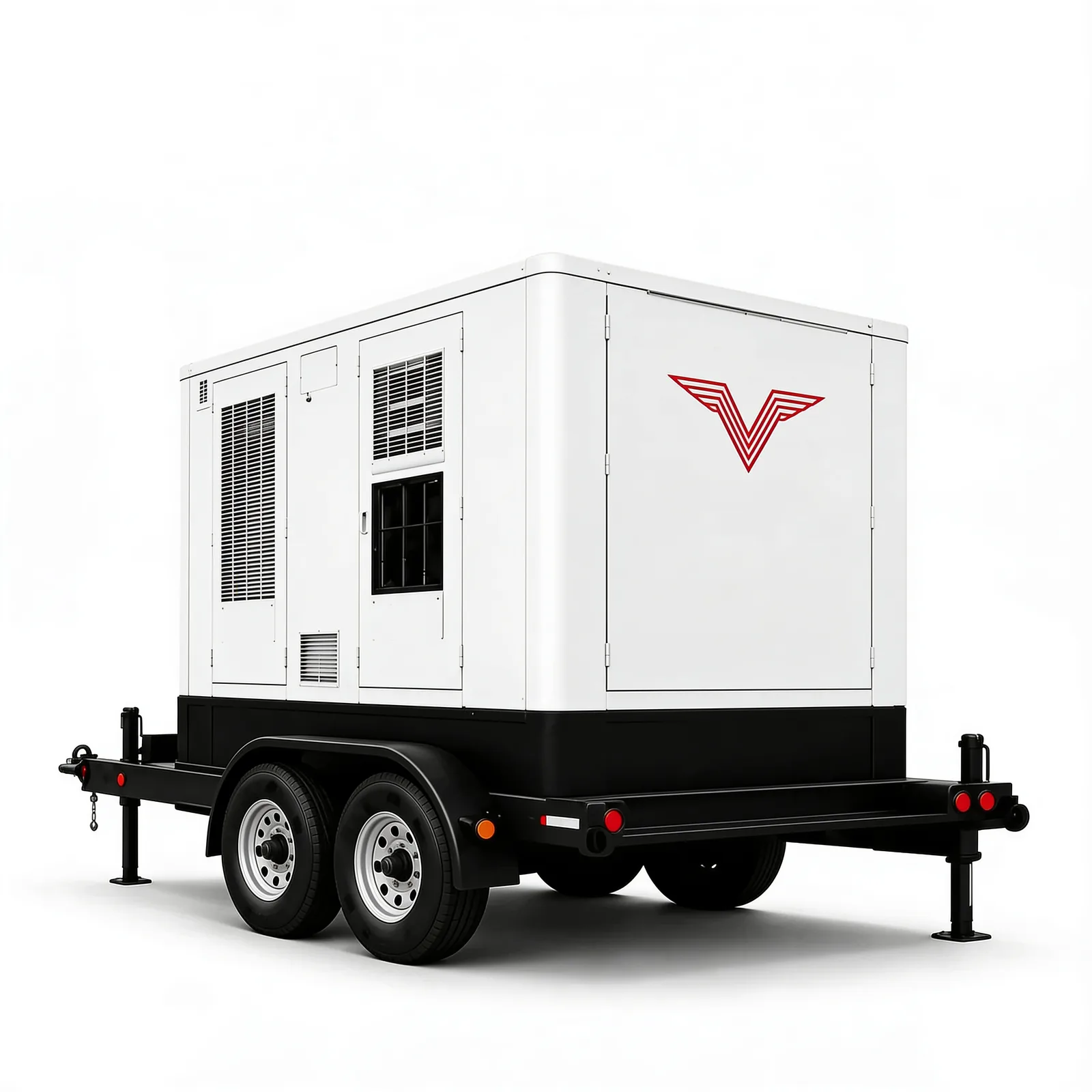 Volatus PowerPod mobile power unit staged under a single spotlight